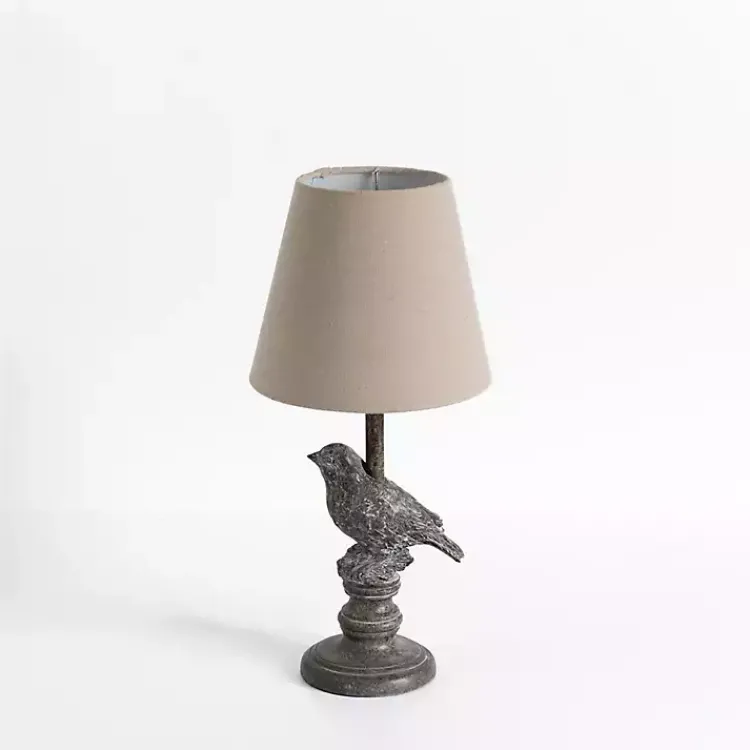 Table Lamps-Kirklands Home Stone Gray Perched Bird Table Lamp Tan