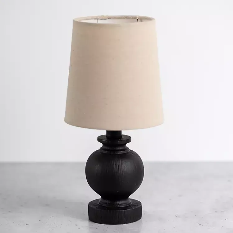 Table Lamps-Kirklands Home Matte Black Baluster Mini Table Lamp Tan