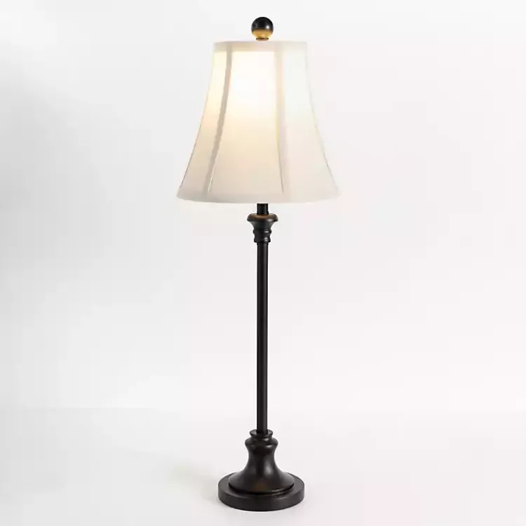 Buffet Lamps-Kirklands Home Leah Black Candlestick Buffet Lamp White