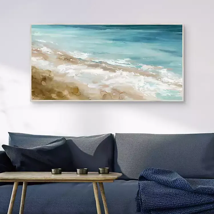 Canvas Art-Kirklands Home Beach Waves Framed Canvas Art Print Blue