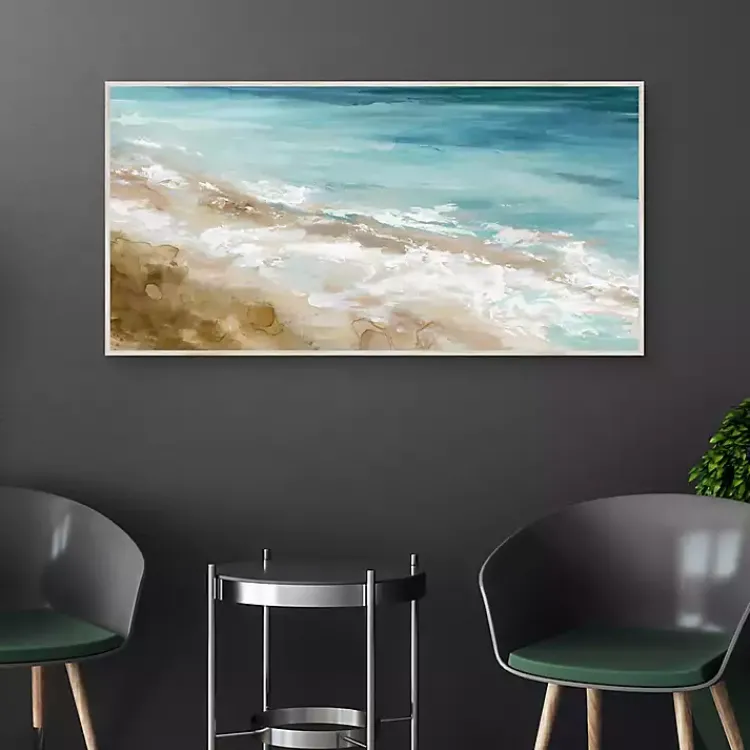 Canvas Art-Kirklands Home Beach Waves Framed Canvas Art Print Blue