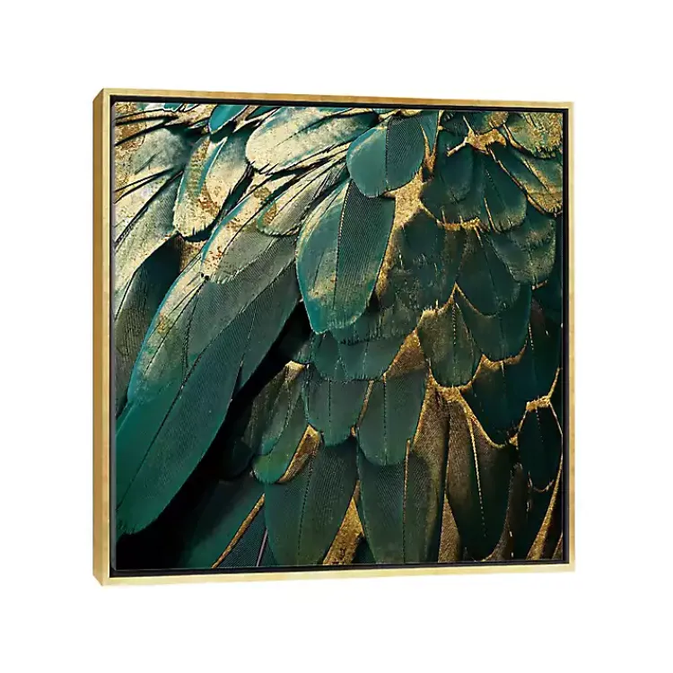 Framed Art-Kirklands Home Golden Gilt Feathers Canvas Framed Art