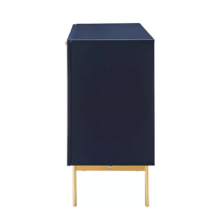 Cabinets & Sideboards-Kirklands Home Navy Ribbed Wood Sideboard Cabinet Blue