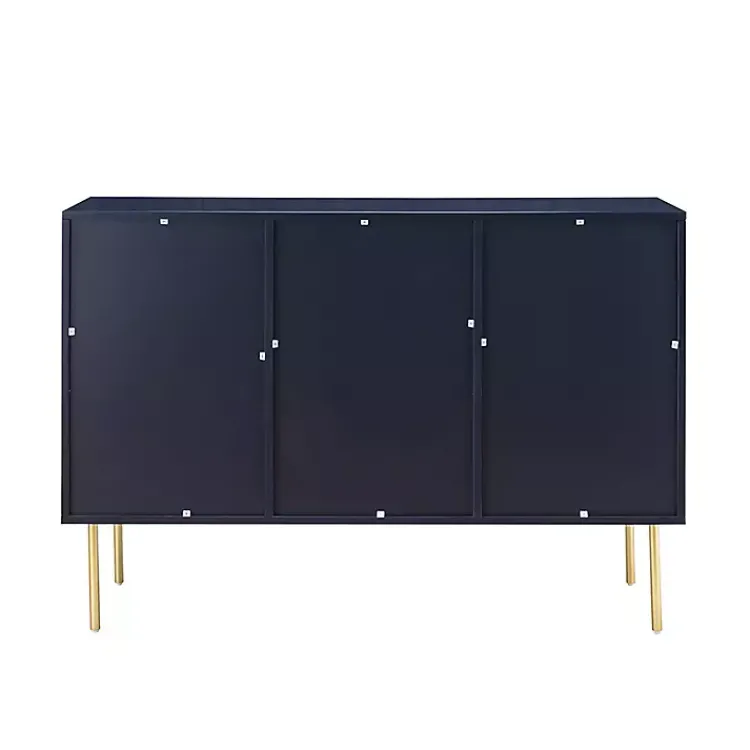 Cabinets & Sideboards-Kirklands Home Navy Ribbed Wood Sideboard Cabinet Blue