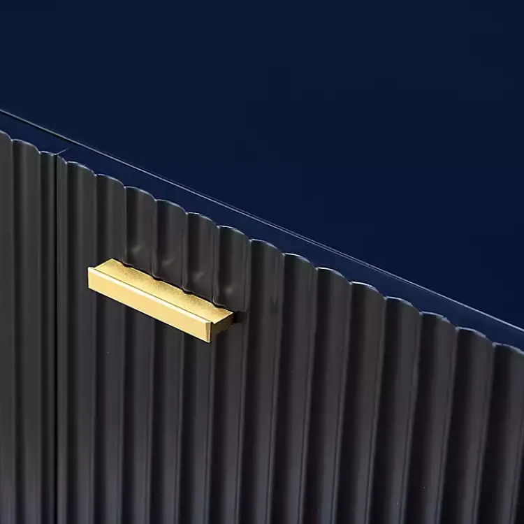 Cabinets & Sideboards-Kirklands Home Navy Ribbed Wood Sideboard Cabinet Blue