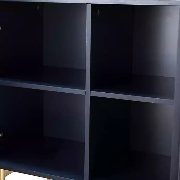 Cabinets & Sideboards-Kirklands Home Navy Ribbed Wood Sideboard Cabinet Blue