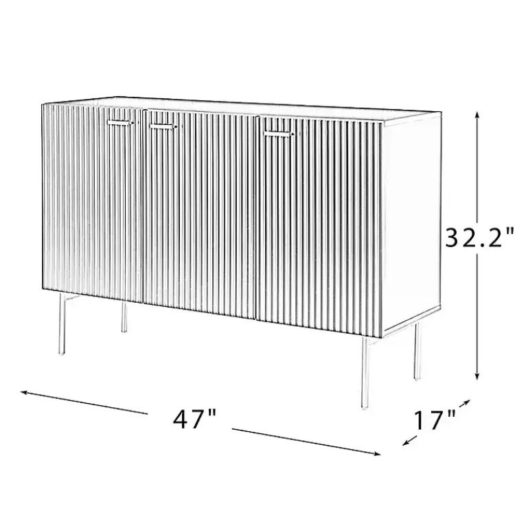 Cabinets & Sideboards-Kirklands Home Navy Ribbed Wood Sideboard Cabinet Blue