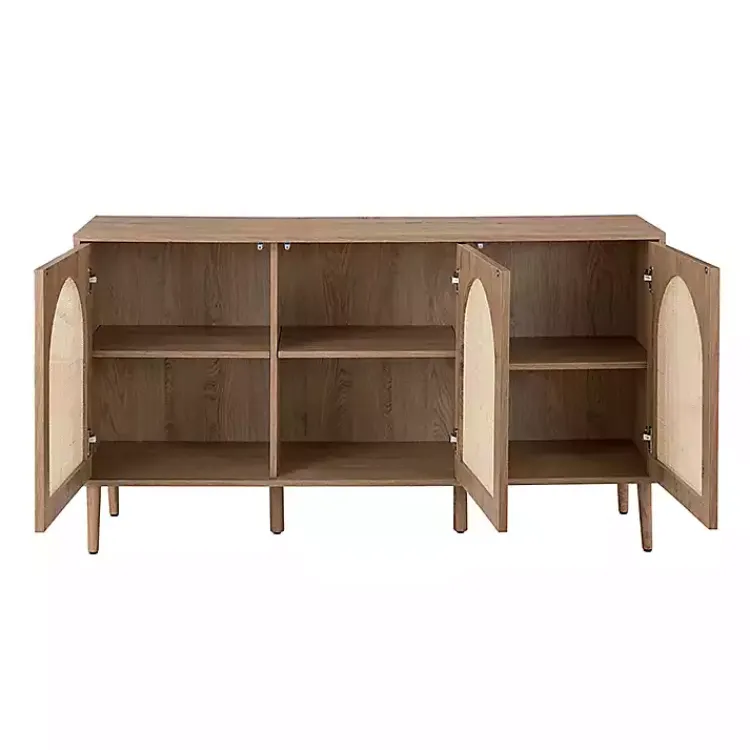 Cabinets & Sideboards-Kirklands Home Natural Cane Wood Arched Sideboard Cabinet