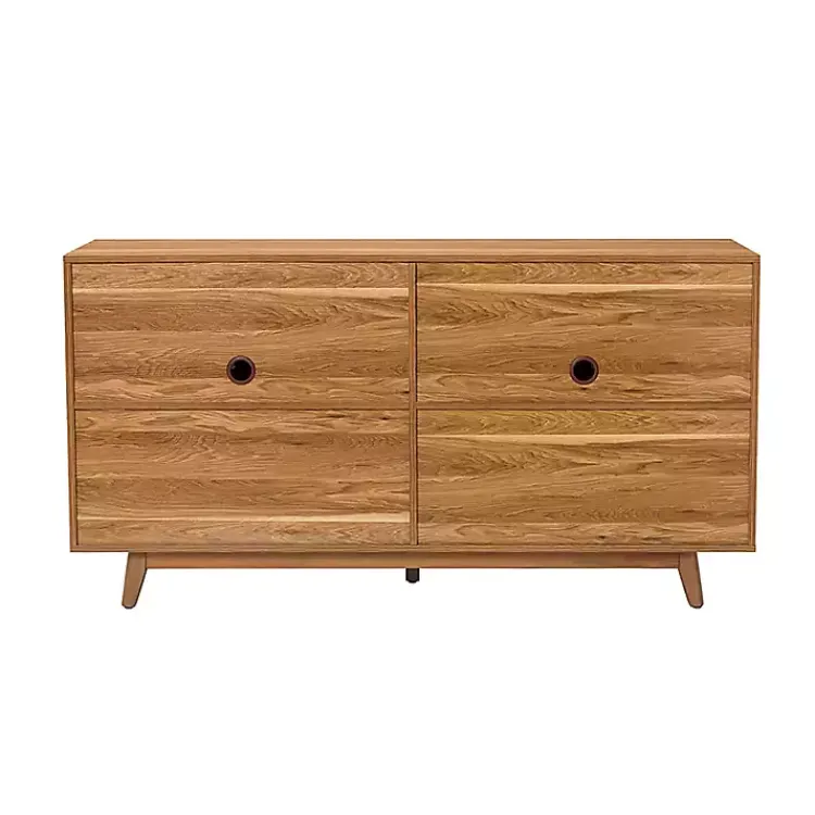 Cabinets & Sideboards-Kirklands Home Cane Wood Storage Media Cabinet Tan