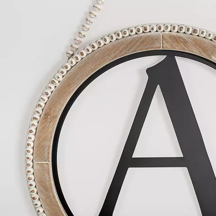 Monogram Wall Decor-Kirklands Home Whitewash Bead Trim Monogram A Plaque
