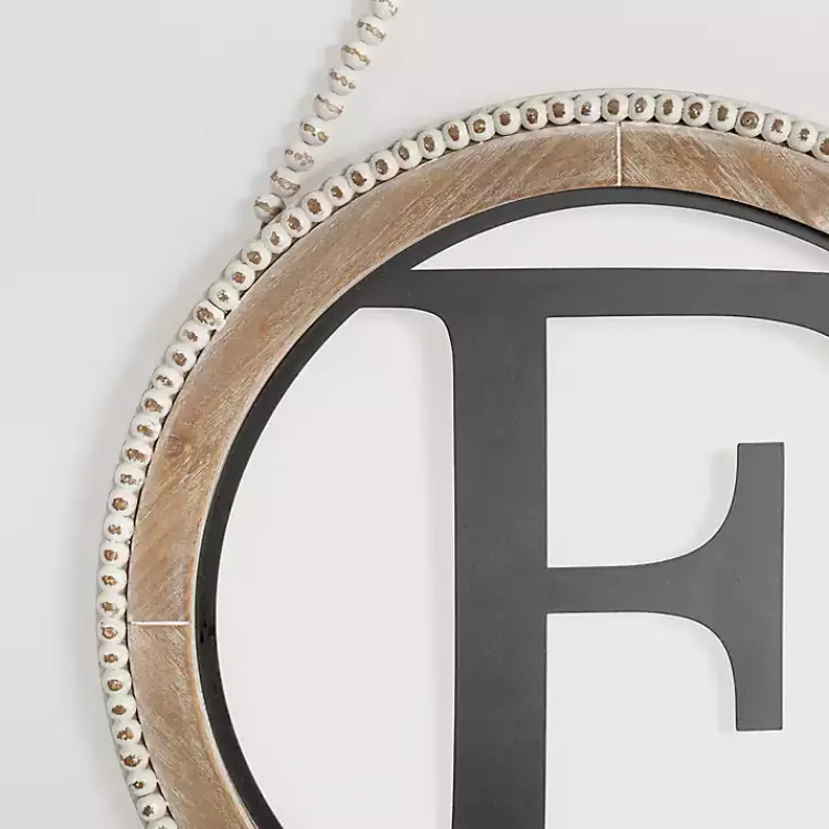 Monogram Wall Decor-Kirklands Home Whitewash Bead Trim Monogram F Plaque