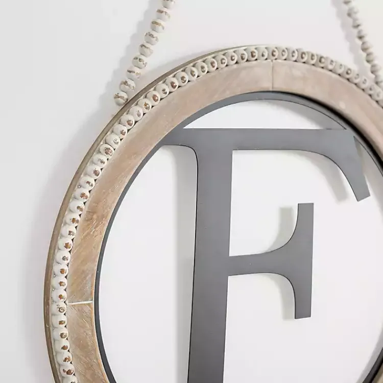 Monogram Wall Decor-Kirklands Home Whitewash Bead Trim Monogram F Plaque