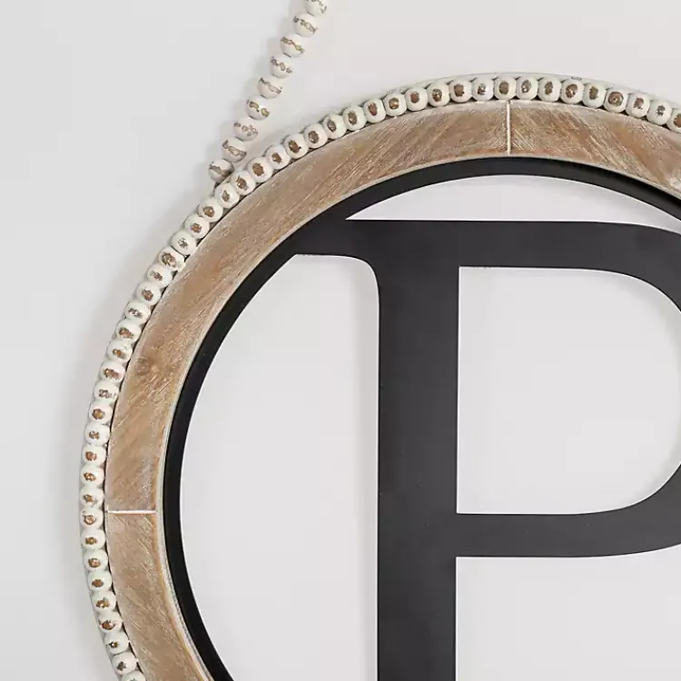 Monogram Wall Decor-Kirklands Home Whitewash Bead Trim Monogram P Plaque