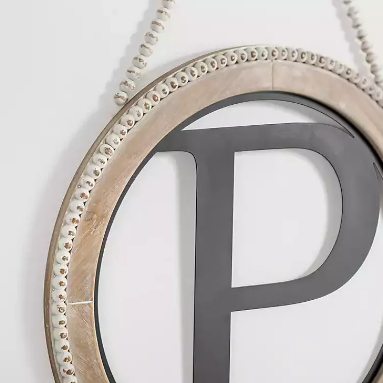 Monogram Wall Decor-Kirklands Home Whitewash Bead Trim Monogram P Plaque