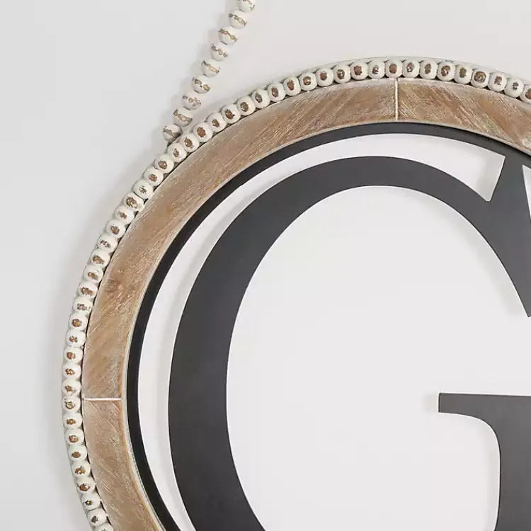 Monogram Wall Decor-Kirklands Home Whitewash Bead Trim Monogram G Plaque