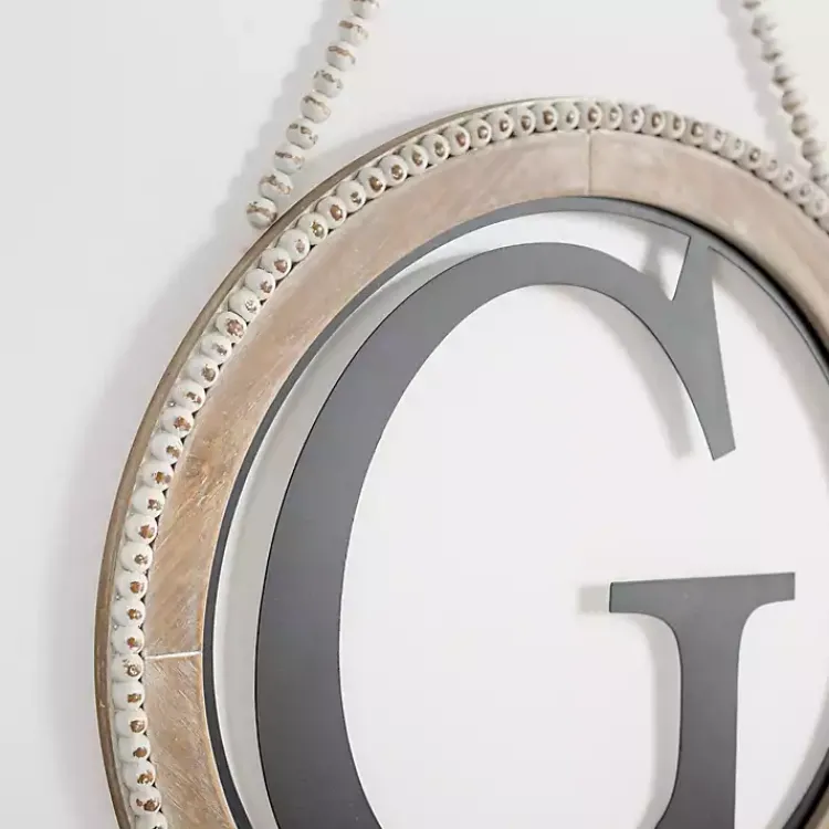 Monogram Wall Decor-Kirklands Home Whitewash Bead Trim Monogram G Plaque