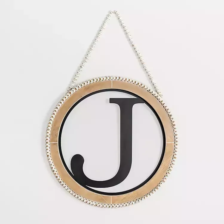 Monogram Wall Decor-Kirklands Home Whitewash Bead Trim Monogram J Plaque