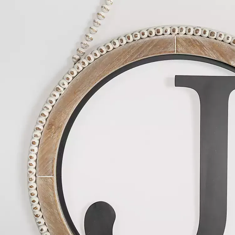 Monogram Wall Decor-Kirklands Home Whitewash Bead Trim Monogram J Plaque