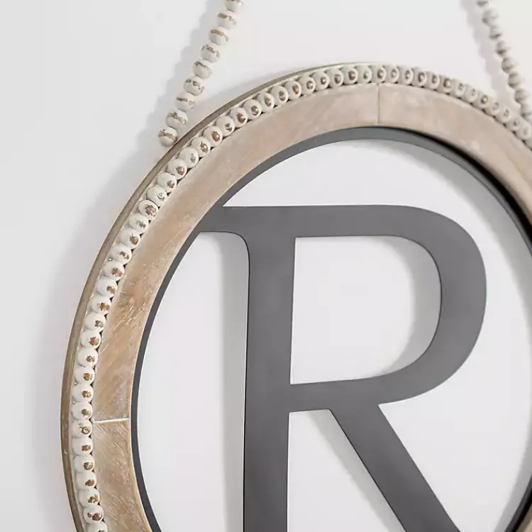 Monogram Wall Decor-Kirklands Home Whitewash Bead Trim Monogram R Plaque