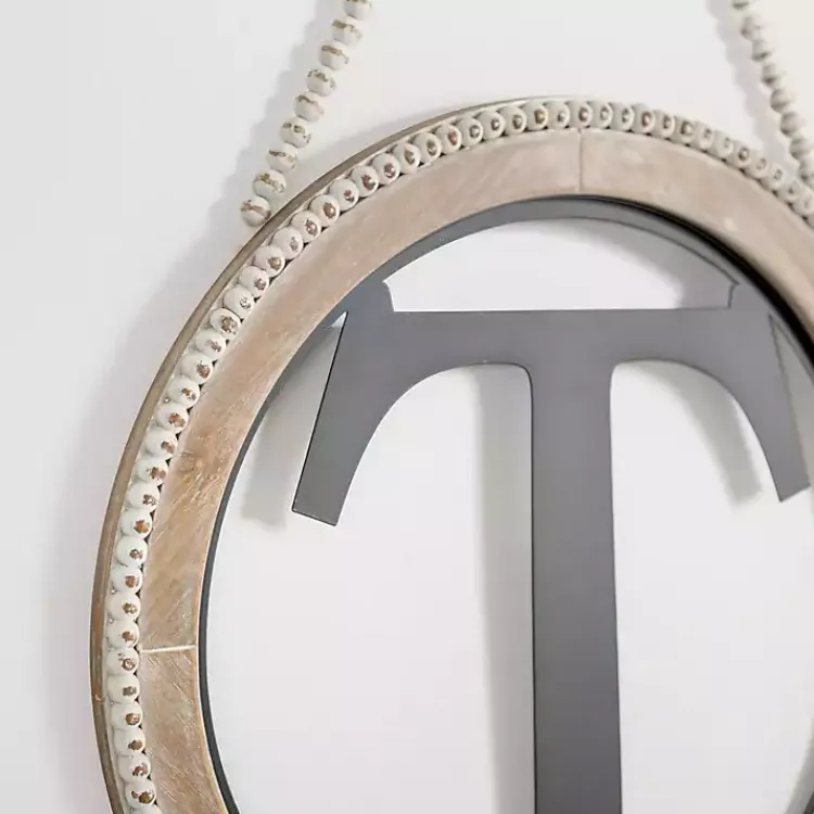 Monogram Wall Decor-Kirklands Home Whitewash Bead Trim Monogram T Plaque