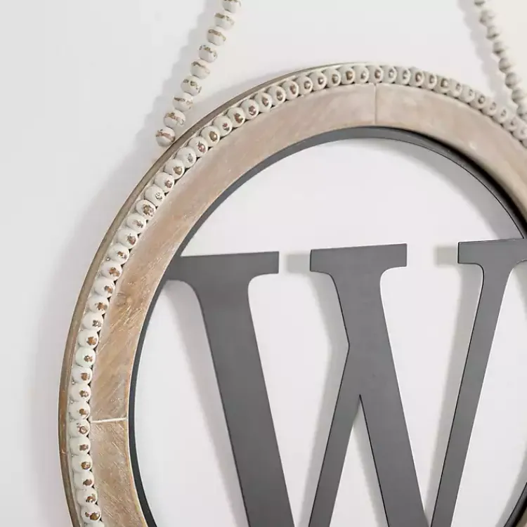 Monogram Wall Decor-Kirklands Home Whitewash Bead Trim Monogram W Plaque