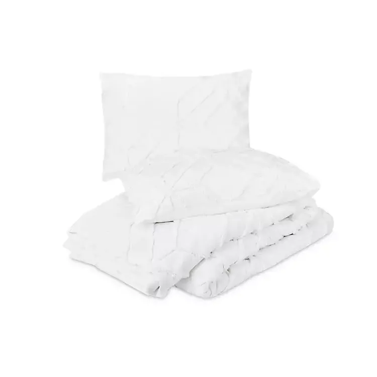 Duvets-Kirklands Home Tufted Chenille 3-pc. King Duvet Set White
