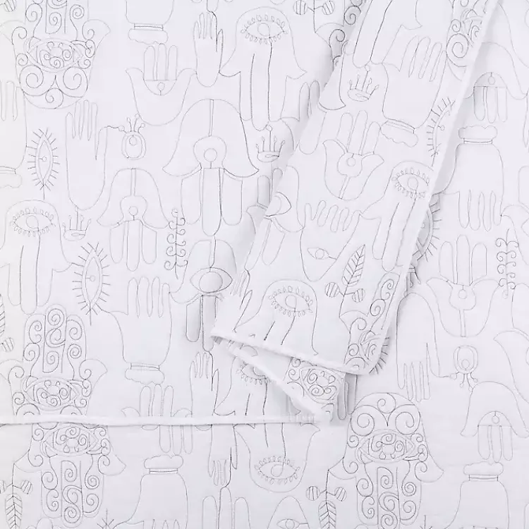 Quilts-Kirklands Home Justina Blakeney Cloud Hamsa King Quilt Set White