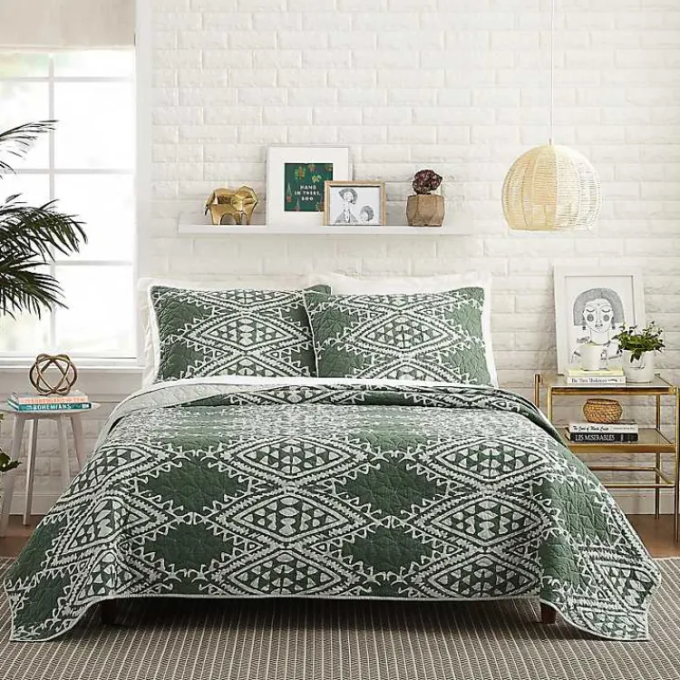 Quilts-Kirklands Home Justina Blakeney Aisha Queen Quilt Set Green