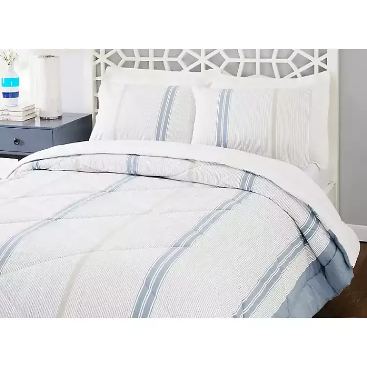 Comforters-Kirklands Home Cream Mason King 3-pc. Comforter Set Blue
