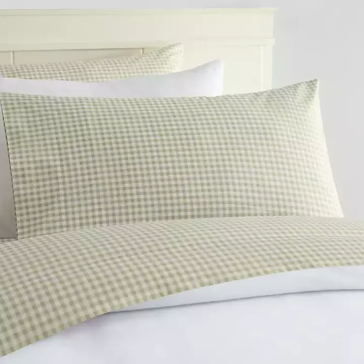 Bed Sheets-Kirklands Home Gingham 4-pc. Queen Sheet Set Green