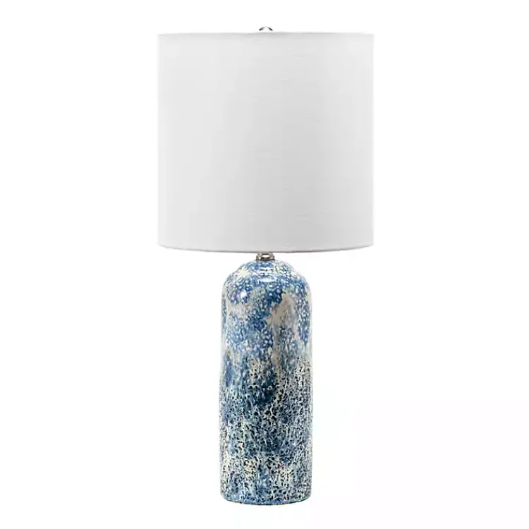 Table Lamps-Kirklands Home Ocean Blues Mottled Pillar Table Lamp White