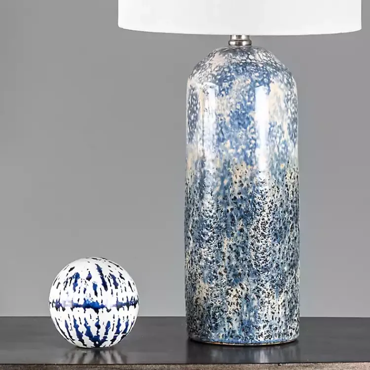 Table Lamps-Kirklands Home Ocean Blues Mottled Pillar Table Lamp White