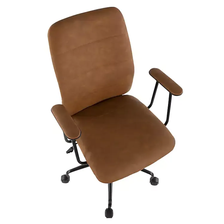 Office Furniture-Kirklands Home Tufted Faux Leather Office Chair Brown