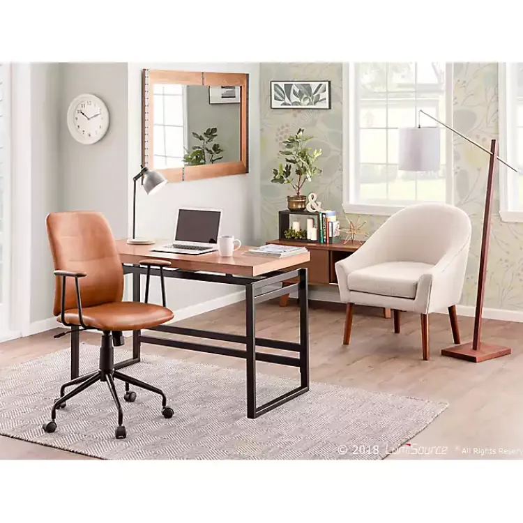 Office Furniture-Kirklands Home Tufted Faux Leather Office Chair Brown