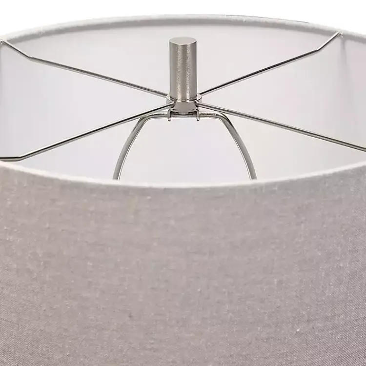 Table Lamps-Kirklands Home White and Brown Distressed Stripe Table Lamp Gray