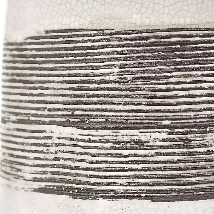 Table Lamps-Kirklands Home White and Brown Distressed Stripe Table Lamp Gray