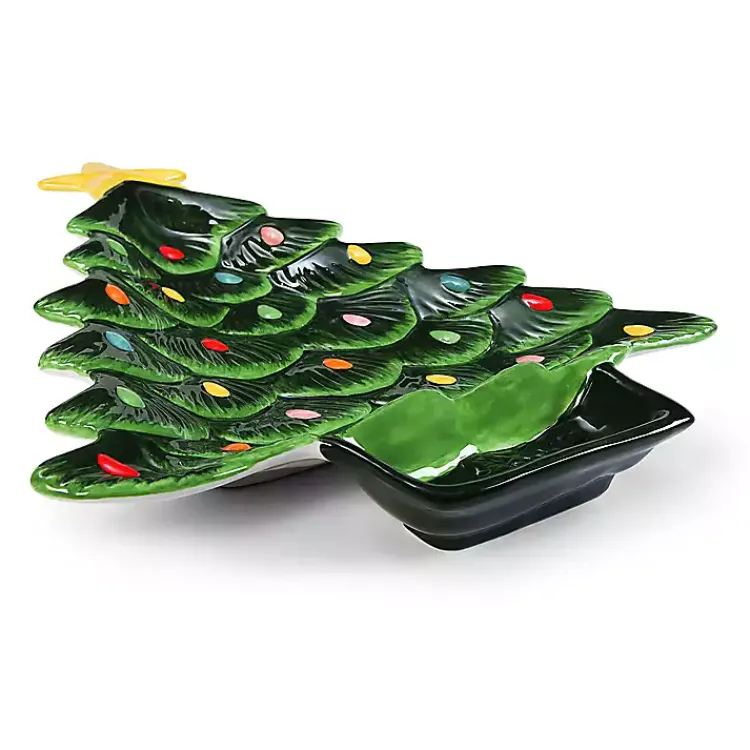 Serving & Entertaining-Kirklands Home Christmas Tree Serving Platter Green