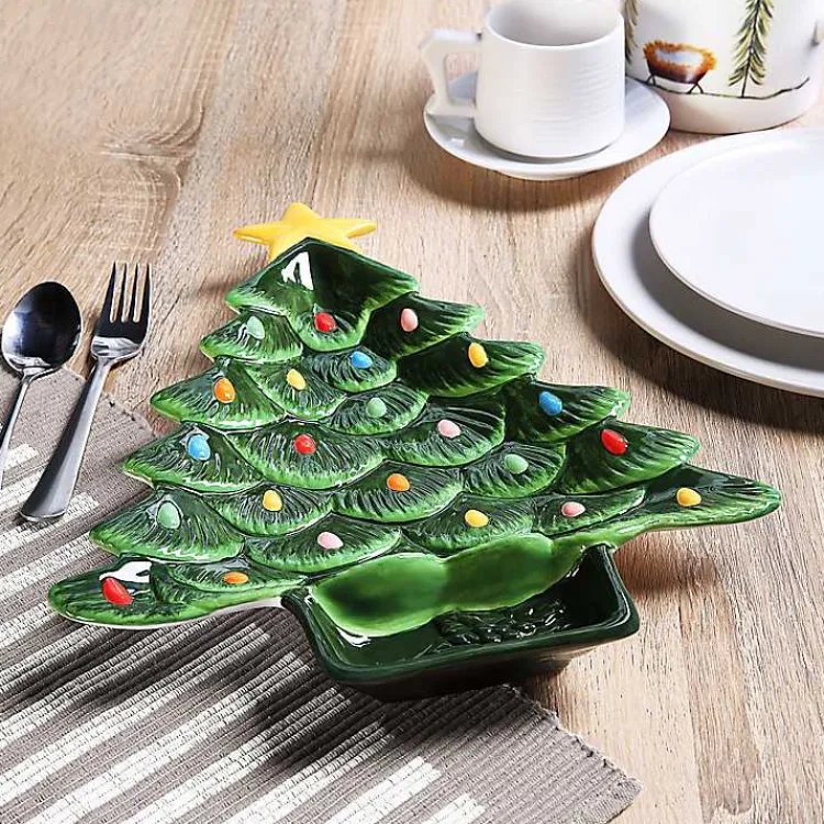 Serving & Entertaining-Kirklands Home Christmas Tree Serving Platter Green