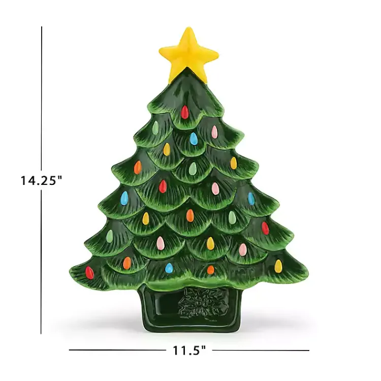 Serving & Entertaining-Kirklands Home Christmas Tree Serving Platter Green