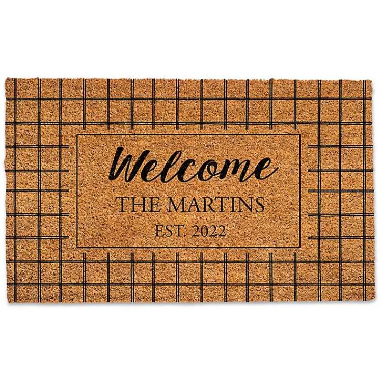 Doormats-Kirklands Home Personalized Welcome Windowpane Coir Doormat