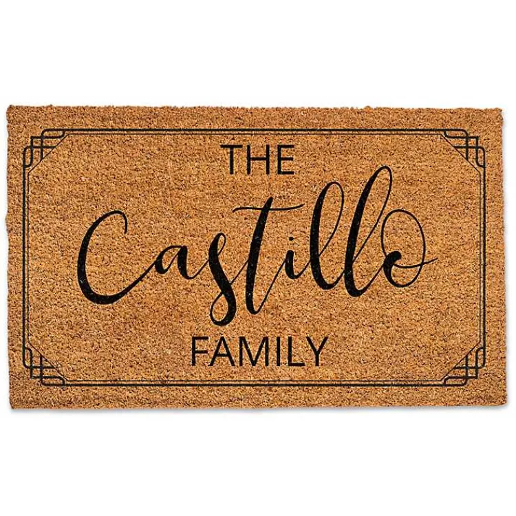 Doormats-Kirklands Home Personalized Simple Boarder Coir Doormat