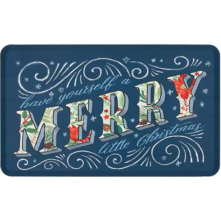 Kitchen & Floor Mats-Kirklands Home Navy Merry Little Christmas Kitchen Mat Blue