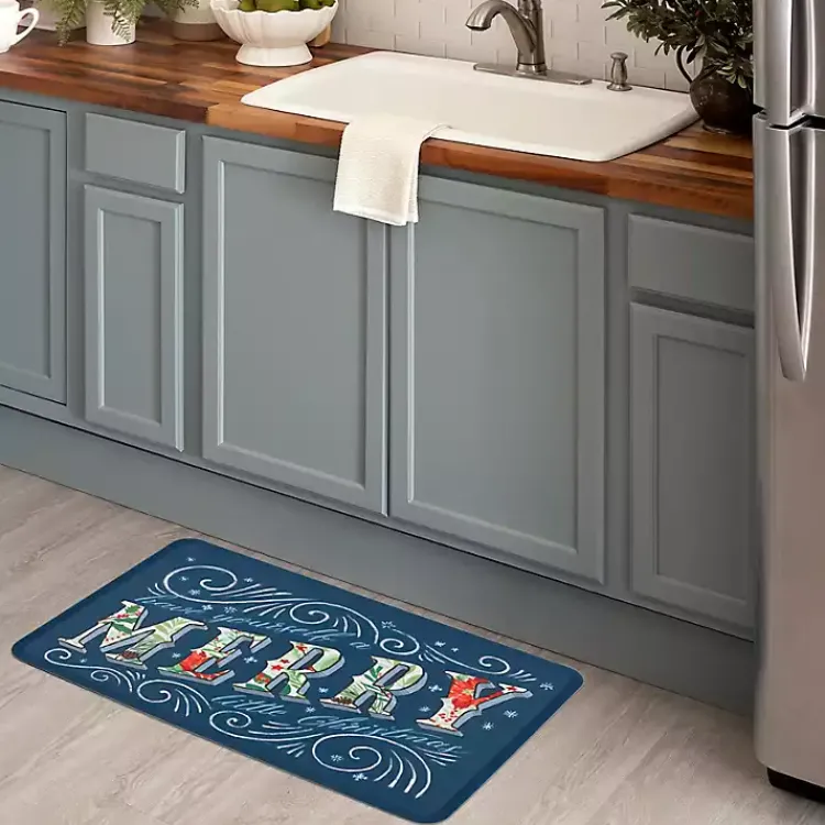 Kitchen & Floor Mats-Kirklands Home Navy Merry Little Christmas Kitchen Mat Blue