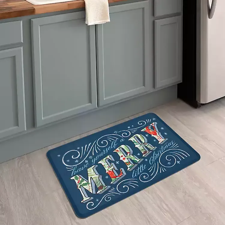 Kitchen & Floor Mats-Kirklands Home Navy Merry Little Christmas Kitchen Mat Blue