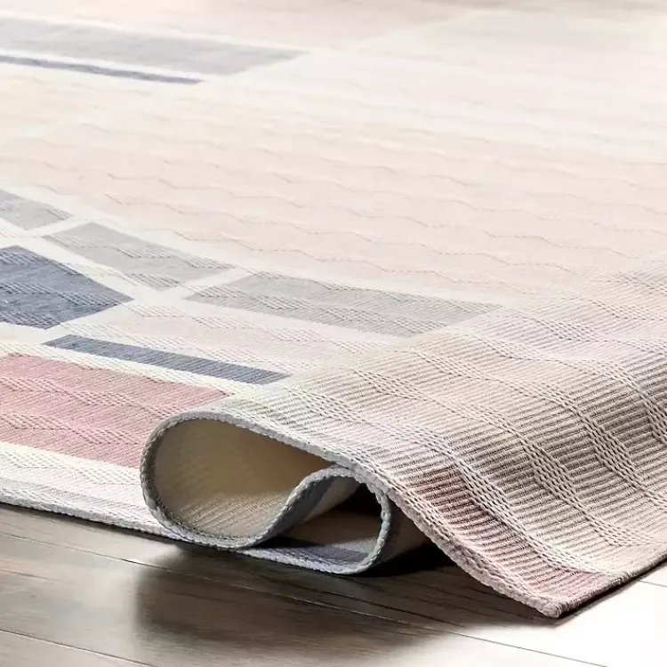 Area Rugs-Kirklands Home Cream Geometric Shapes Washable Area Rug, 8x10