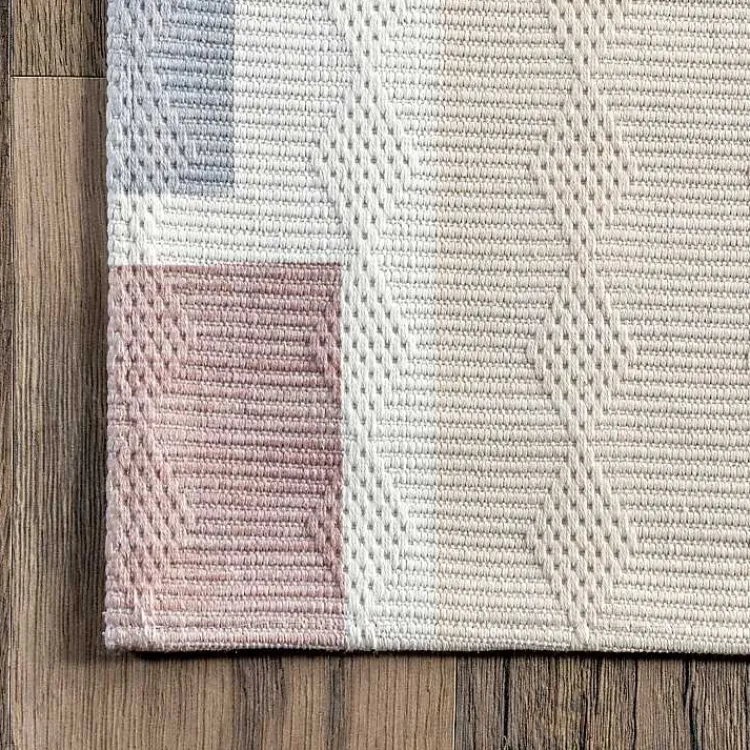 Area Rugs-Kirklands Home Cream Geometric Shapes Washable Area Rug, 8x10