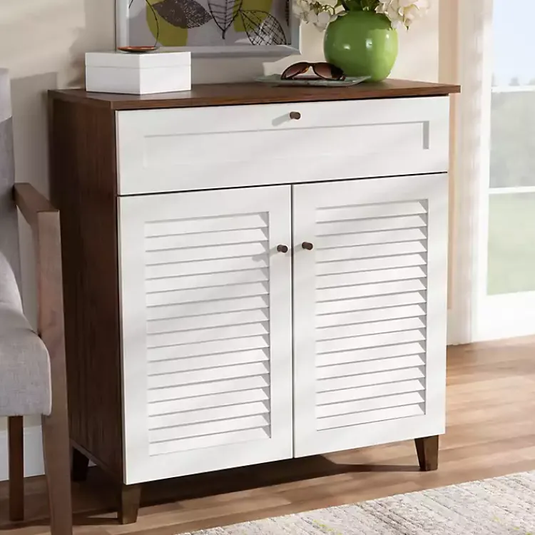 Entryway Furniture-Kirklands Home Collier Two-Tone Drawer Shoe Storage Cabinet