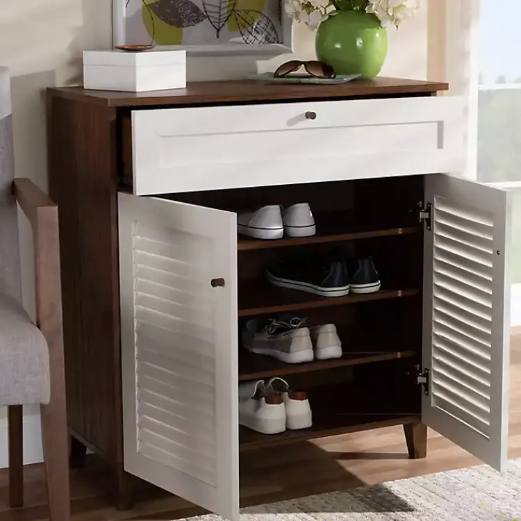 Entryway Furniture-Kirklands Home Collier Two-Tone Drawer Shoe Storage Cabinet
