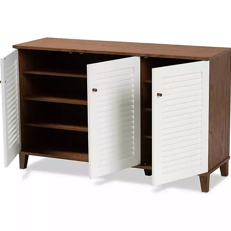 Entryway Furniture-Kirklands Home Collier Two-Tone 3-Door Shoe Storage Cabinet