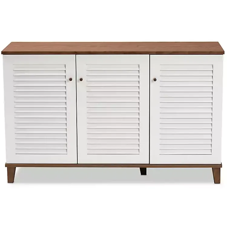 Entryway Furniture-Kirklands Home Collier Two-Tone 3-Door Shoe Storage Cabinet